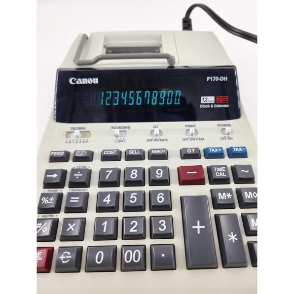 Canon P170-DH 12 Digit 10 Key Adding Business Machine Calendar Clock Calculator - Picture 6 of 14